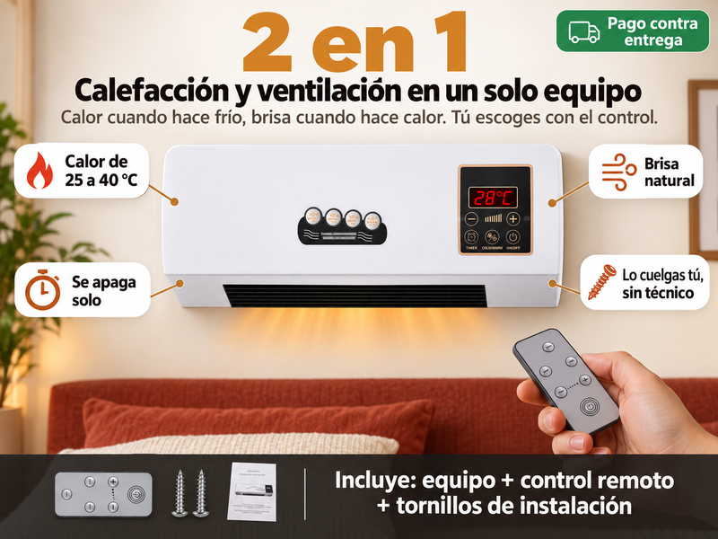 DobleClima 2 en 1 Calefacción y ventilación con control remoto