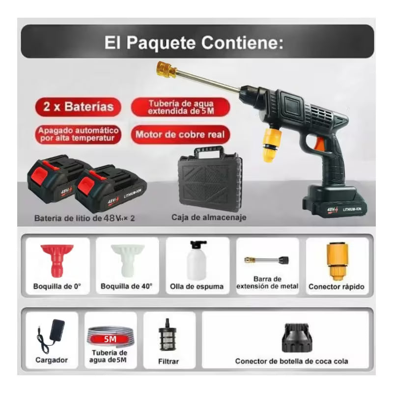 HidroLavadora ProMax 48V Inalámbrica – Doble Batería